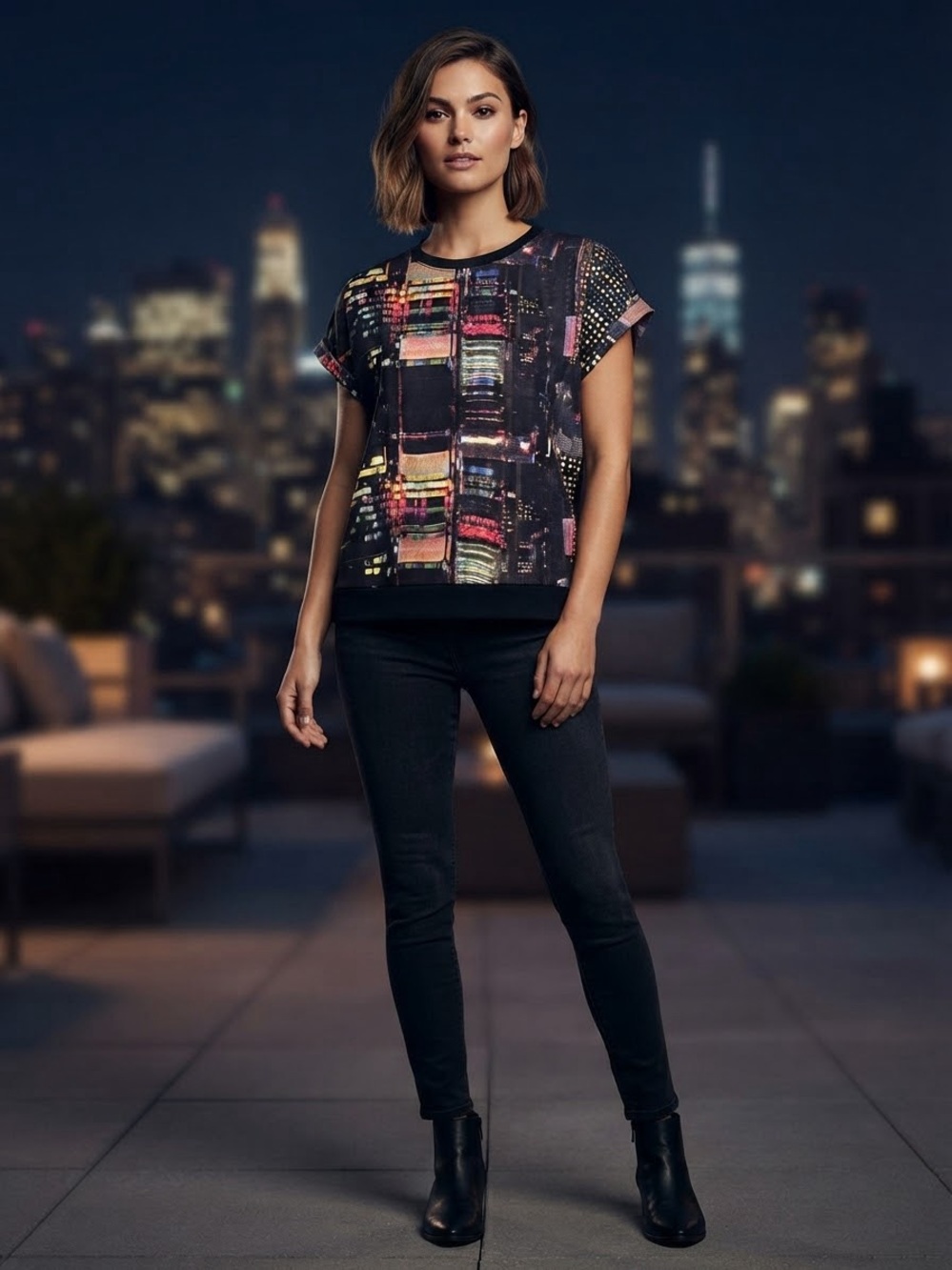 Adidas Originals Women's Tokyo City Lights Graphic Crop Top